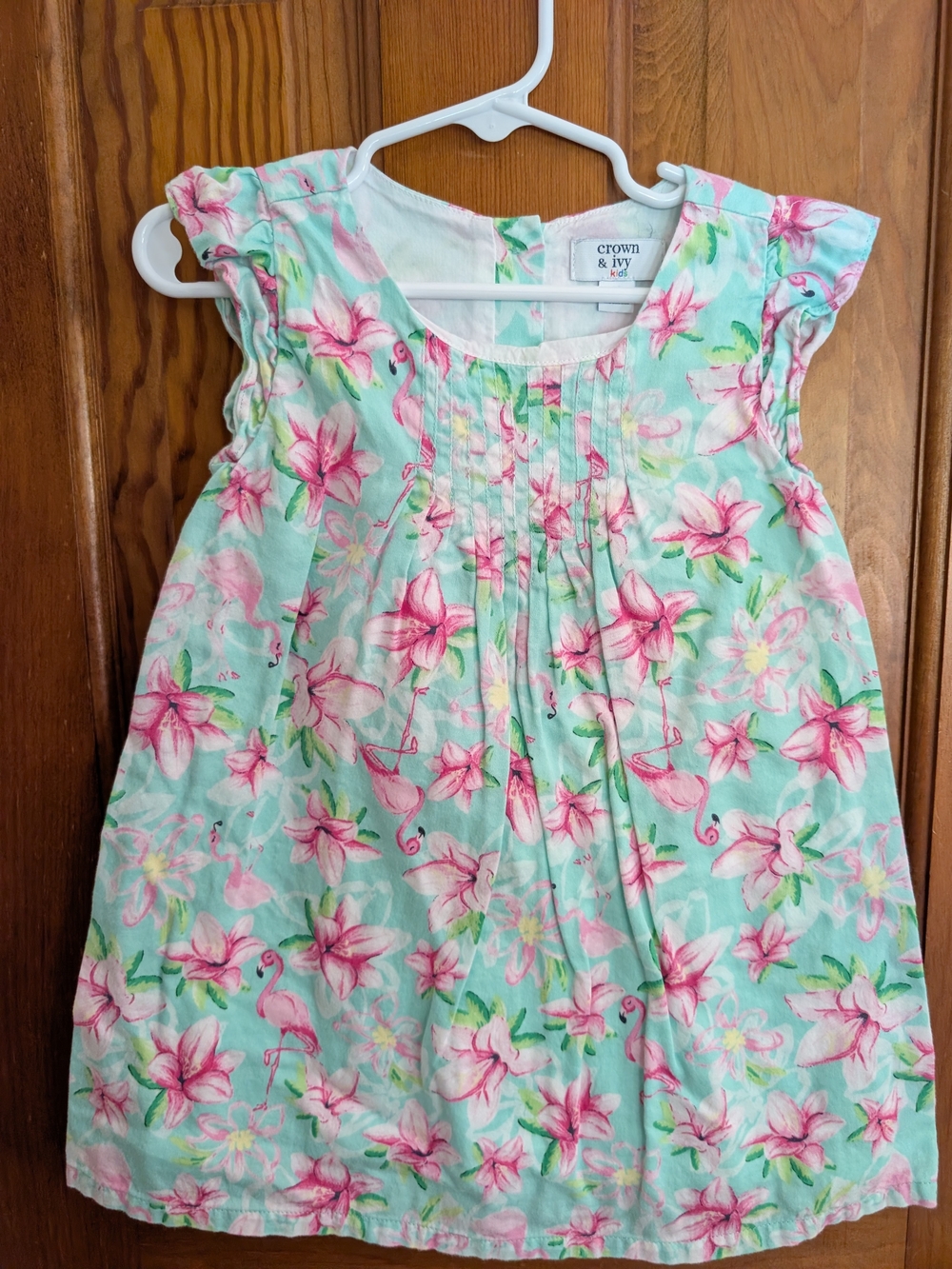 crown & ivy Mint Floral Flamingo Cotton Nightgown with Pink Accents